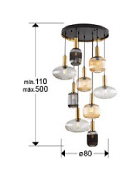 Lámpara Norma 9 Luces Caida 5 Metros Schuller