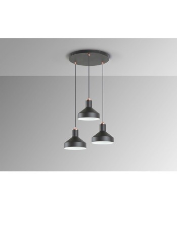 Lámpara plafón Irias 3 luces negra cobre