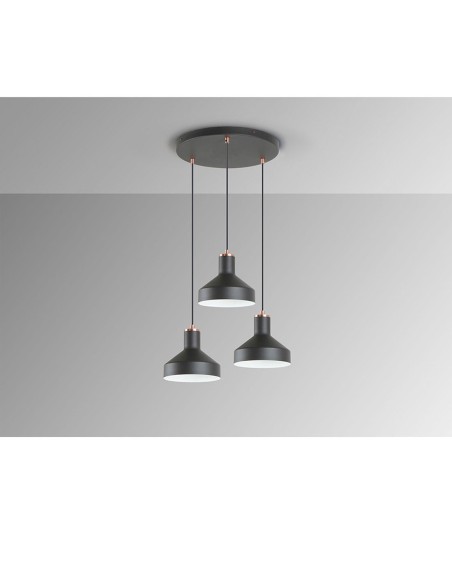 Lámpara plafón Irias 3 luces negra cobre