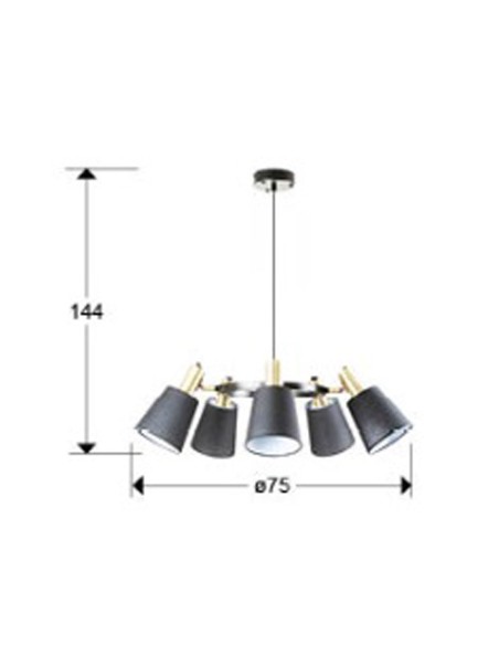 Lámpara Gisela 5 Luces Negro Latón Schuller