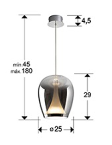 Suspiro Colgante de 25 Cromo Smoke Schuller