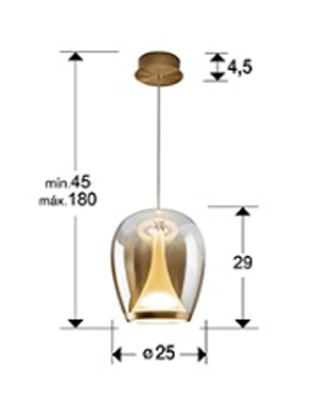 Suspiro Colgante de 25 Dorado Ambar Schuller