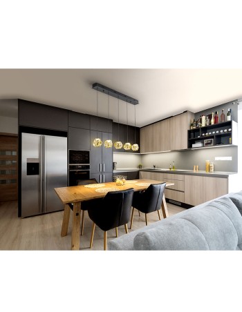 Lámpara lineal Zaira negro-bronce y-ámbar