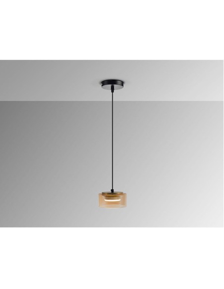 Olaia lámpara colgante negro ámbar barata