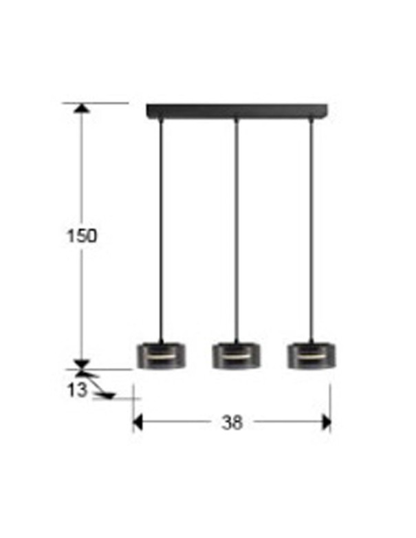 Olaia Lámpara Lineal 3 Luces Negro Smoke