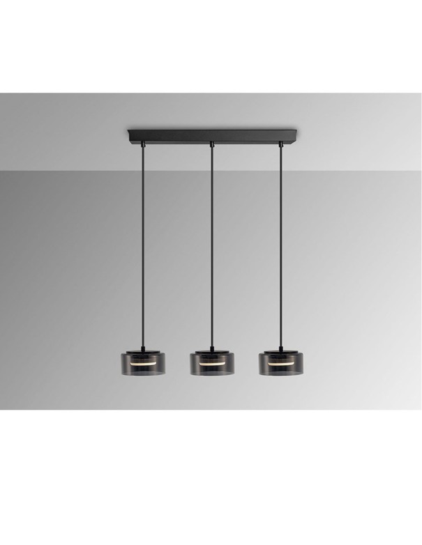 Lámparas 3 luces Olaia Negro Smoke