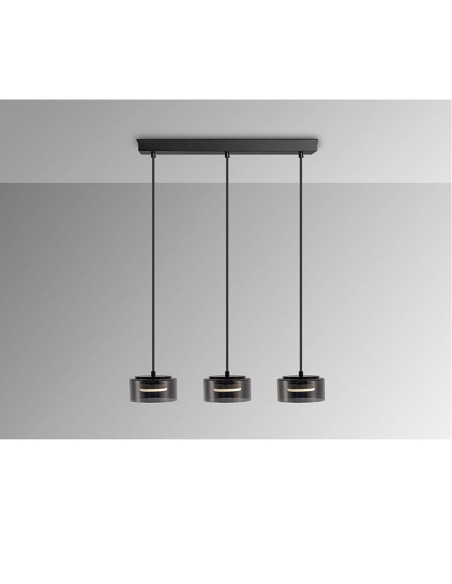 Lámparas 3 luces Olaia Negro Smoke