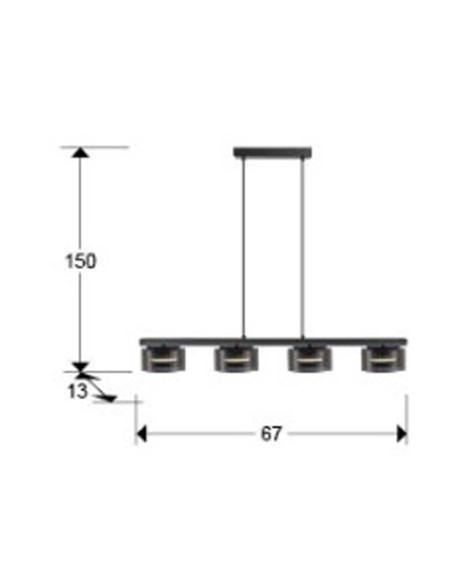 Olaia Lámpara Lineal 4 Luces Negro Smoke