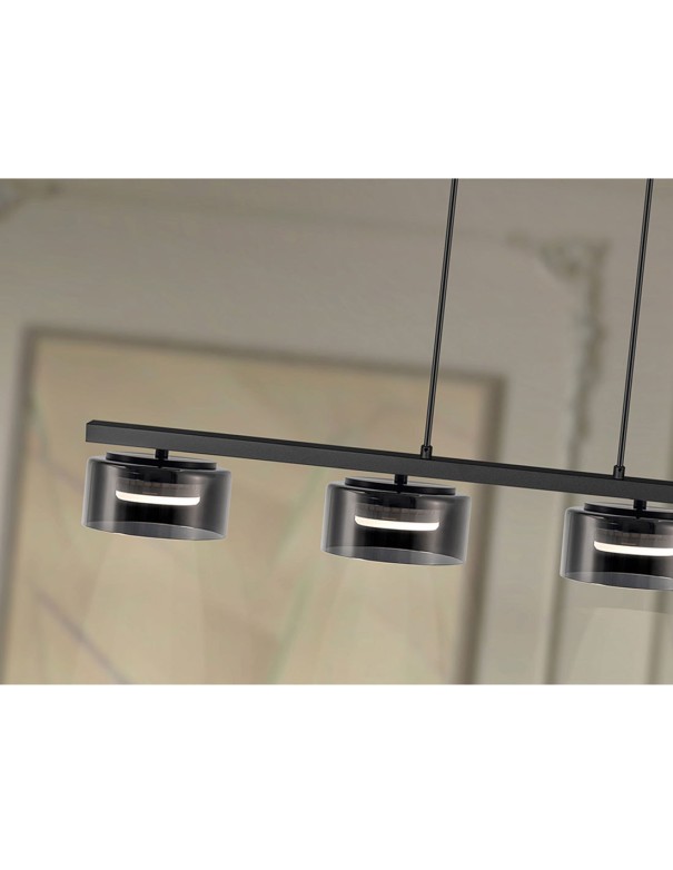Olaia Lámpara Lineal 4 Luces Negro Smoke