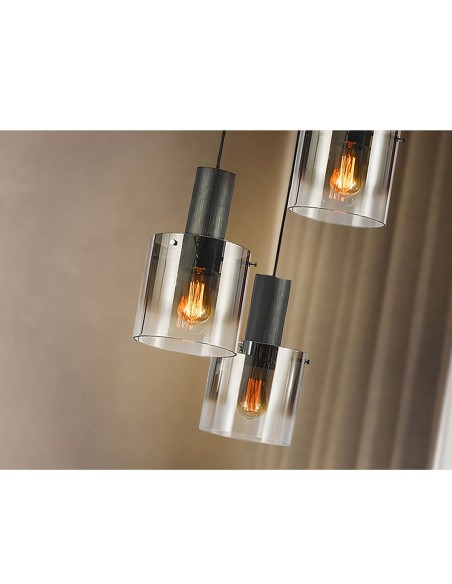 Venize Lámpara Plafón 3 Alturas Negro Smoke Schuller