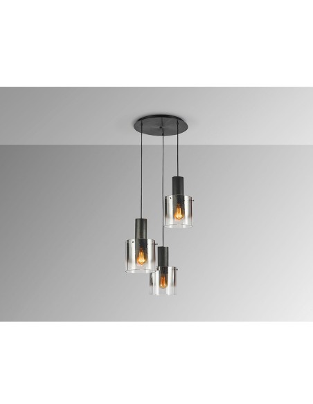 Venize Lámpara Plafón 3 Alturas Negro Smoke Schuller