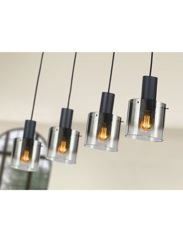 Venize Lámpara Lineal 4 Luces Negro...