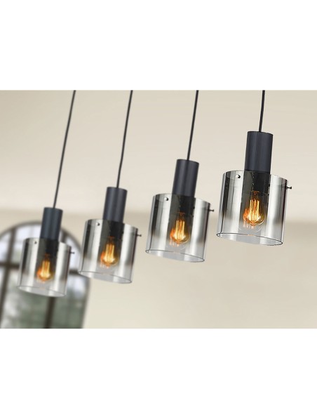 Venize Lámpara Lineal 4 Luces Negro Smoke Schuller