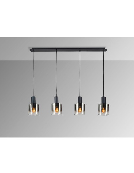 Venize Lámpara Lineal 4 Luces Negro Smoke Schuller