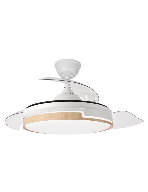 Ventilador retráctil blanco madera
