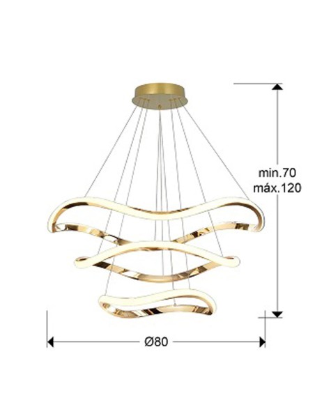 Naos Lámpara Led Oro Rosa 3 Aros