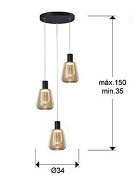 Carisa Plafón 3 Alturas Negro Schuller