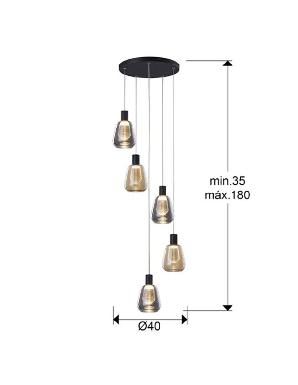 Carisa Plafón 5 Alturas Negro Schuller