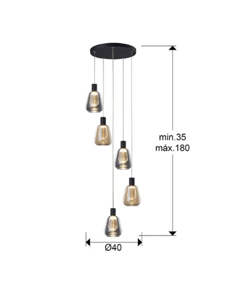 Carisa Plafón 5 Alturas Negro Schuller