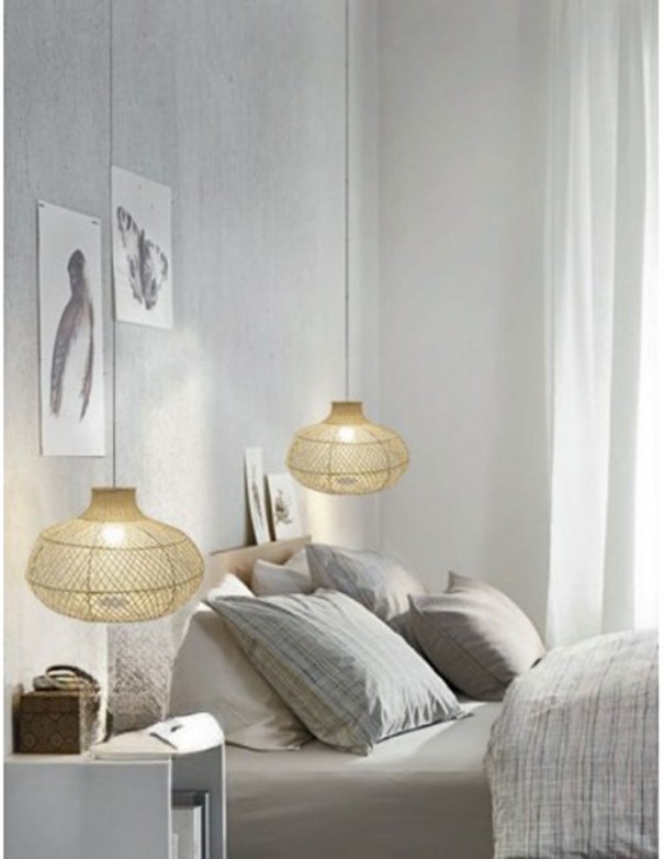 Lámpara Cesta Mimbre 4 Tamaños