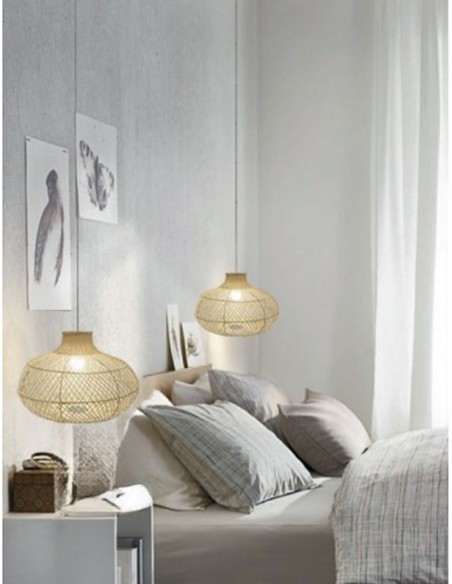 Lámpara Cesta Mimbre 4 Tamaños