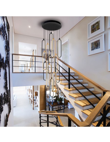 Lámpara grandes huecos Colette negra oro rosa