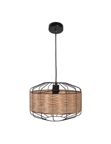 Lámpara de techo ratán y varilla marrón