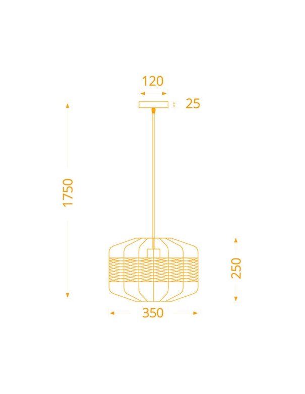 Lámpara Colgante Varilla Marrón y Ratán