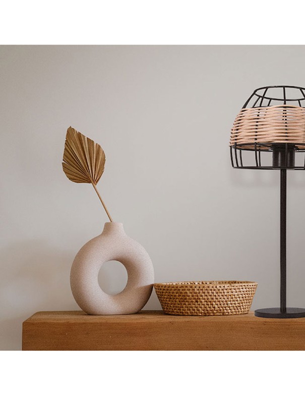 Lámpara de Mesa Marrón Ratán