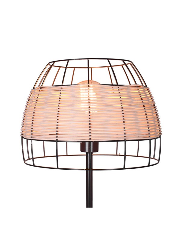 Lámpara de Pie Vintage Marrón y Ratán