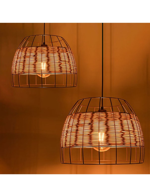 Lámpara Suspendida Varilla Marrón y...