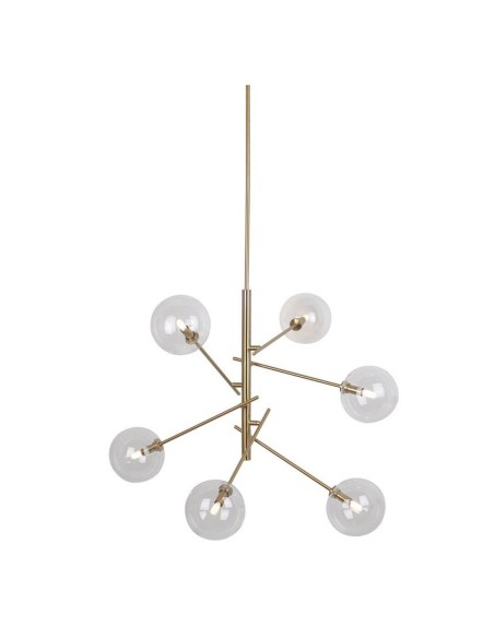 Lámpara cuero con bolas de cristal transparente