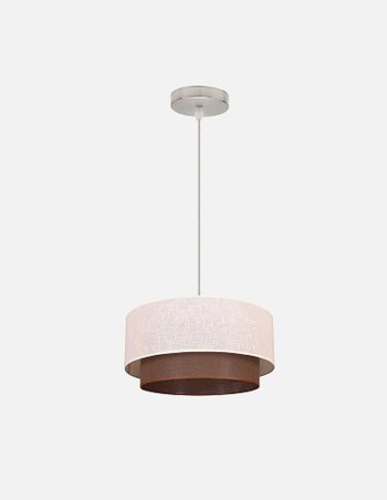 Lámpara barata con tela beis y marrón