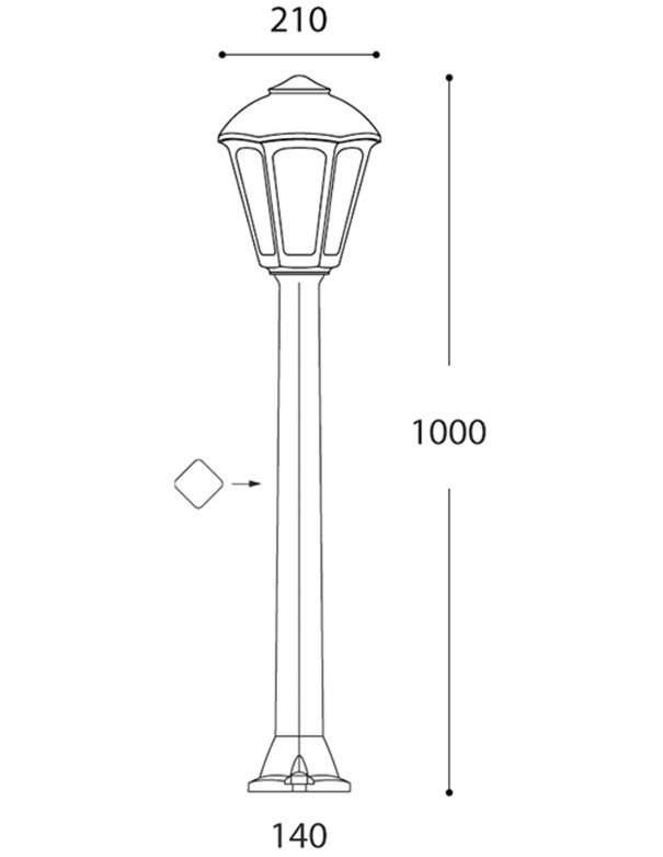 Lámpara Sobremuro Alto Resina Negro y...