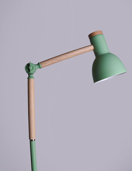 Lámpara de Pie Estudio Verde Mate y Madera