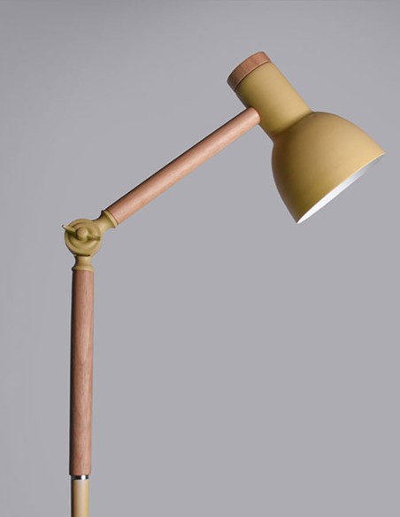 Lámpara de Estudio Amarillo Mate y Madera