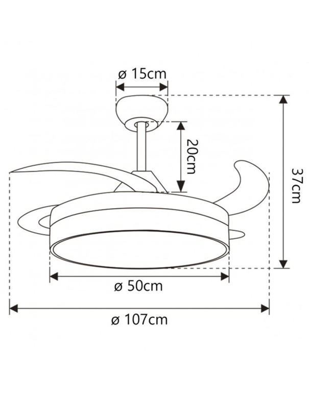 Ventilador Retráctil Blanco-Madera