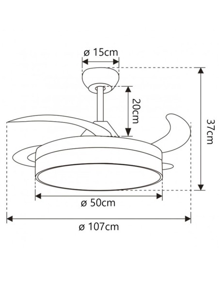 Ventilador Retráctil Blanco-Madera