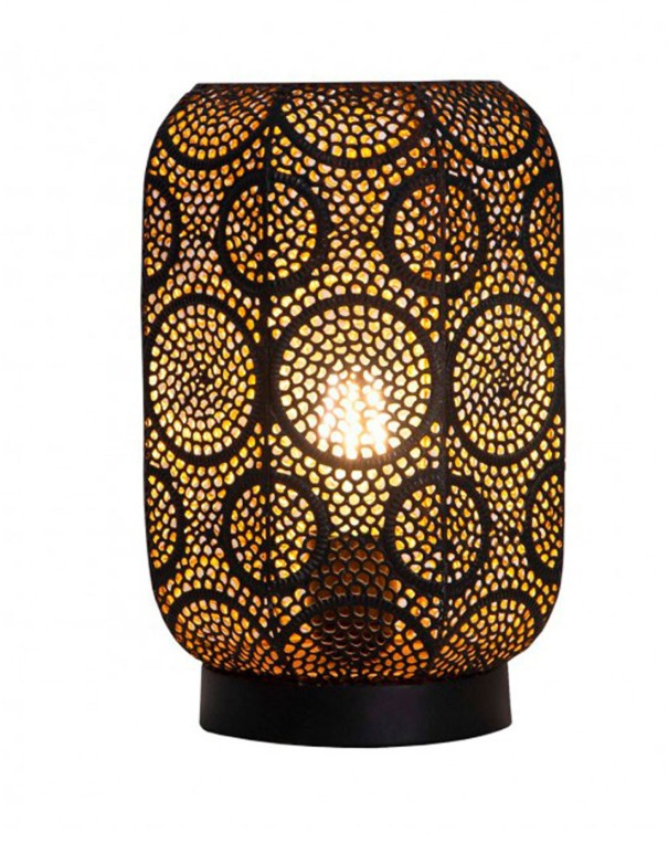 Lámpara Sobremesa Calado Negro Oro