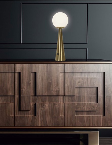 Lámpara de Sobremesa Dorada Cono Bola