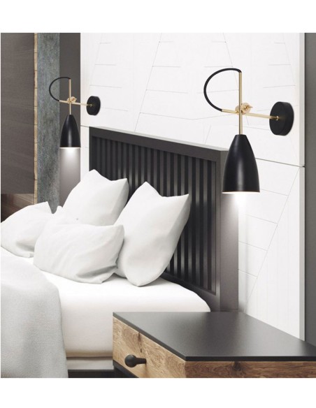 Aplique con Pantalla Metálica Negro Oro