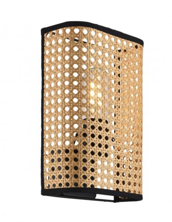 Medio aplique de pared metal y mimbre