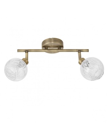 Regleta de 2 luces cuero tulipa cristal abierta