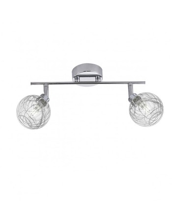 Regleta de 2 luces cromo con tulipa cristal