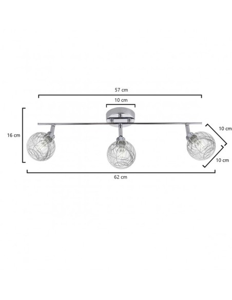 Regleta Cromo 3 Luces con Tulipas Interior Alambre