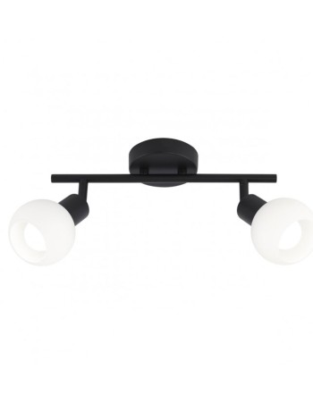 Regleta de 2 luces negra con cristal