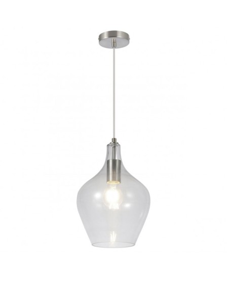 Lámpara cristal transparente montura níquel