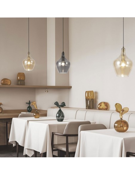 Lámpara Colgante Cristal Fumé