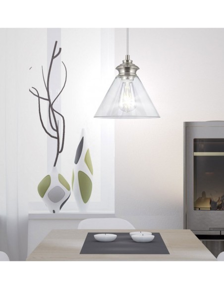 Lámpara Colgante Níquel y Cristal