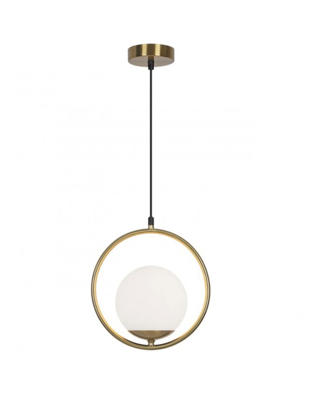 Lámpara Bola Metal y Tulipa Opal